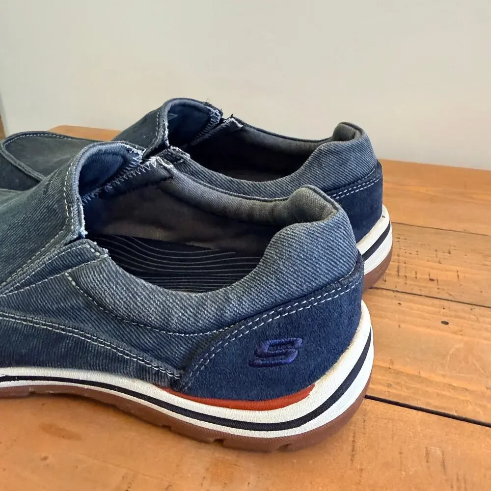 Skechers Relaxed Fit Men's 9.5 Extra Wide Slip On Loafers Canvas Canvas Shoes